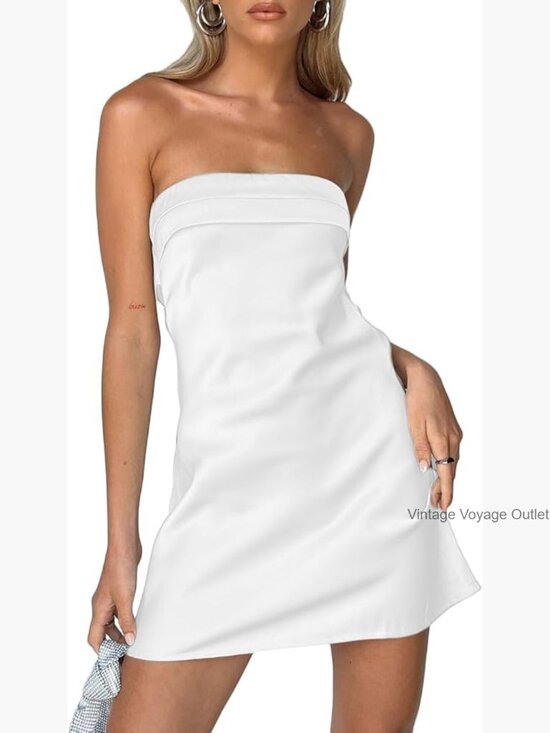 Dresses & Skirts - Satin Strapless Backless Mini Dress Club Party Night Out Formal
